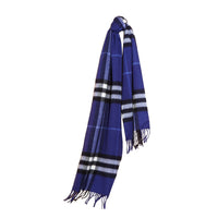 Écharpe en cachemire à motif check classique - Bright Sapphire