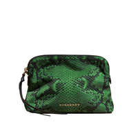 Grande pochette zippée en nylon technique à imprimé python - Bright Green