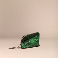 Grande pochette zippée en nylon technique à imprimé python - Bright Green
