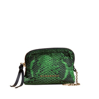 Petite pochette zippée en nylon technique à imprimé python - Bright Green