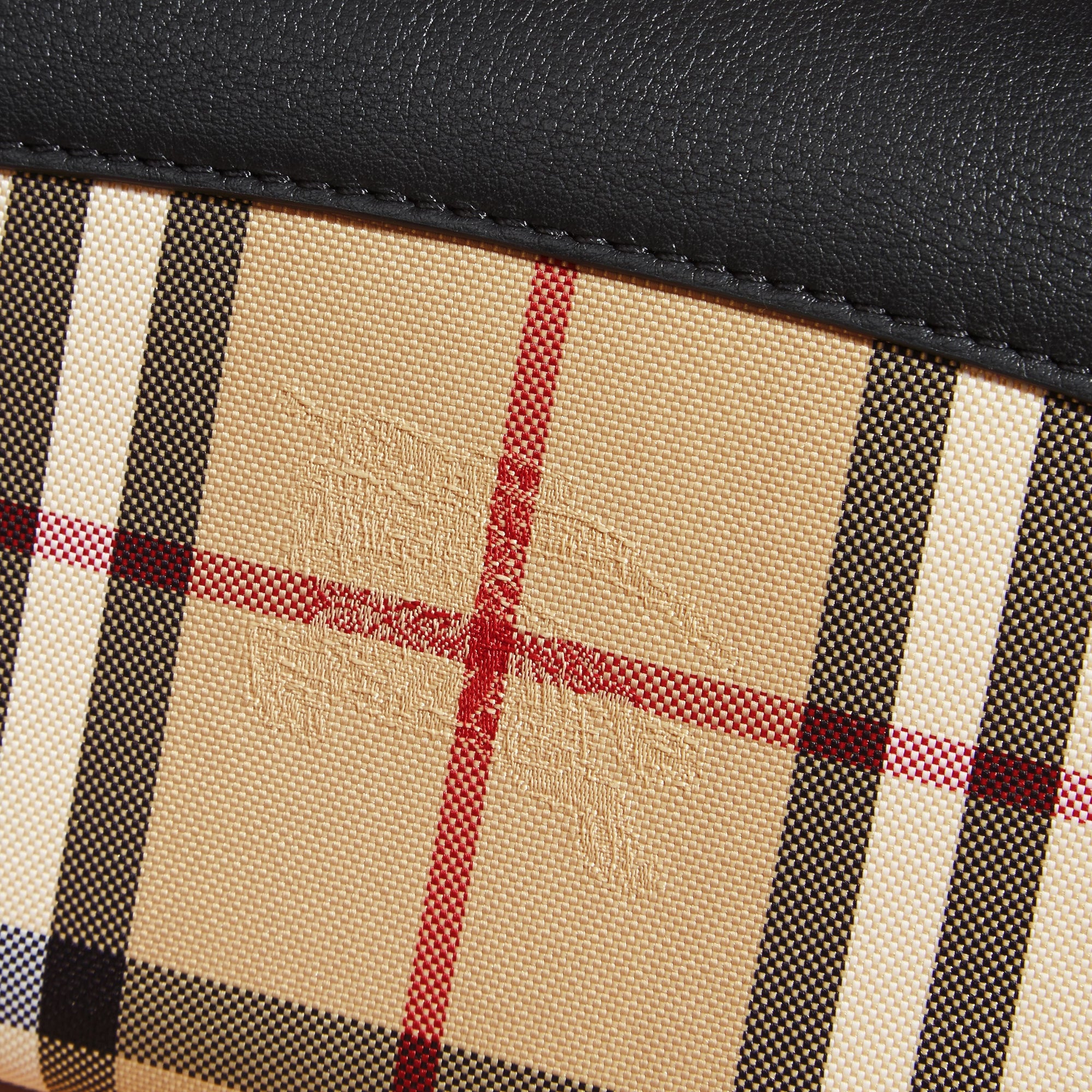 Portefeuille en tissu Horseferry check et cuir avec chaîne - Black