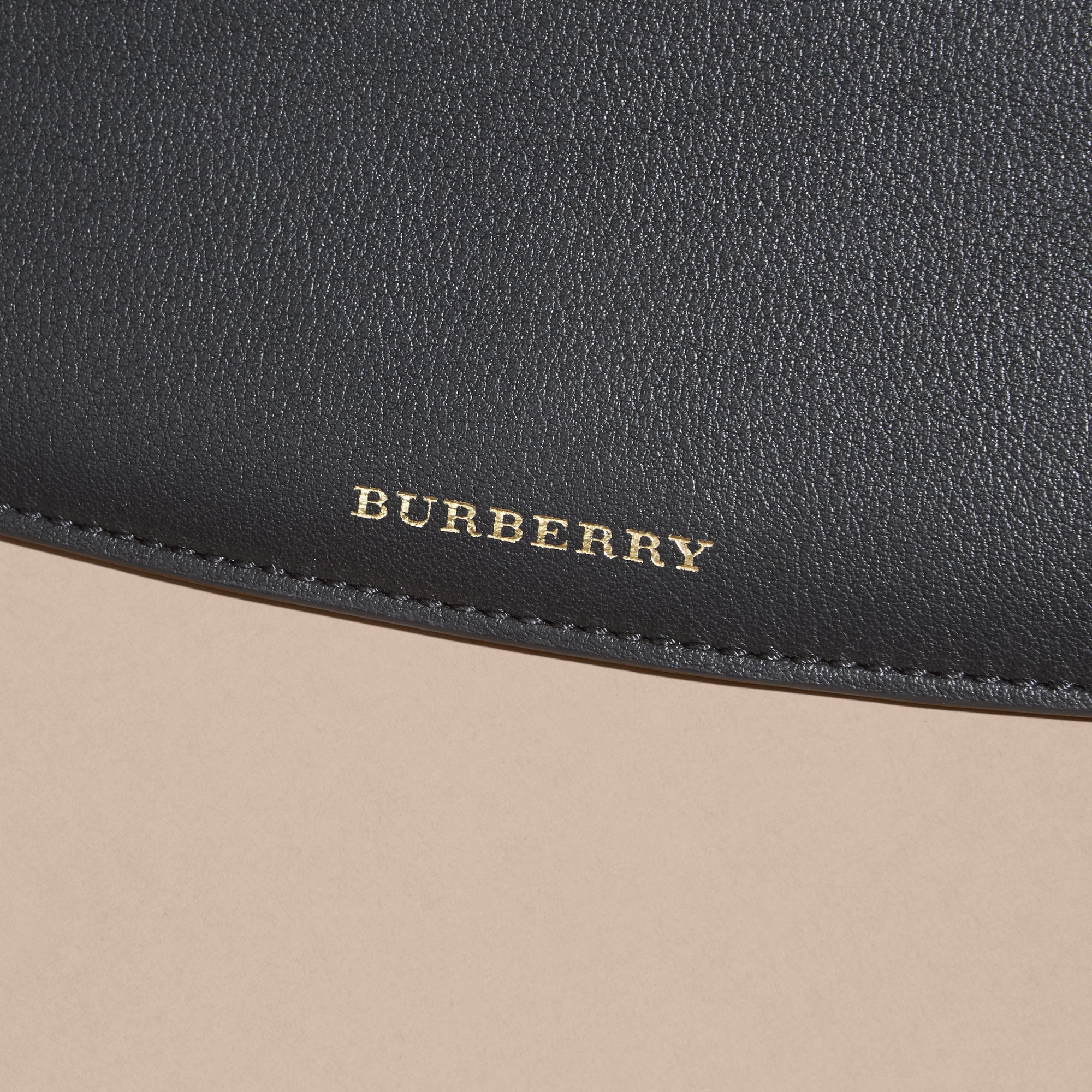 Portefeuille en tissu Horseferry check et cuir avec chaîne - Black