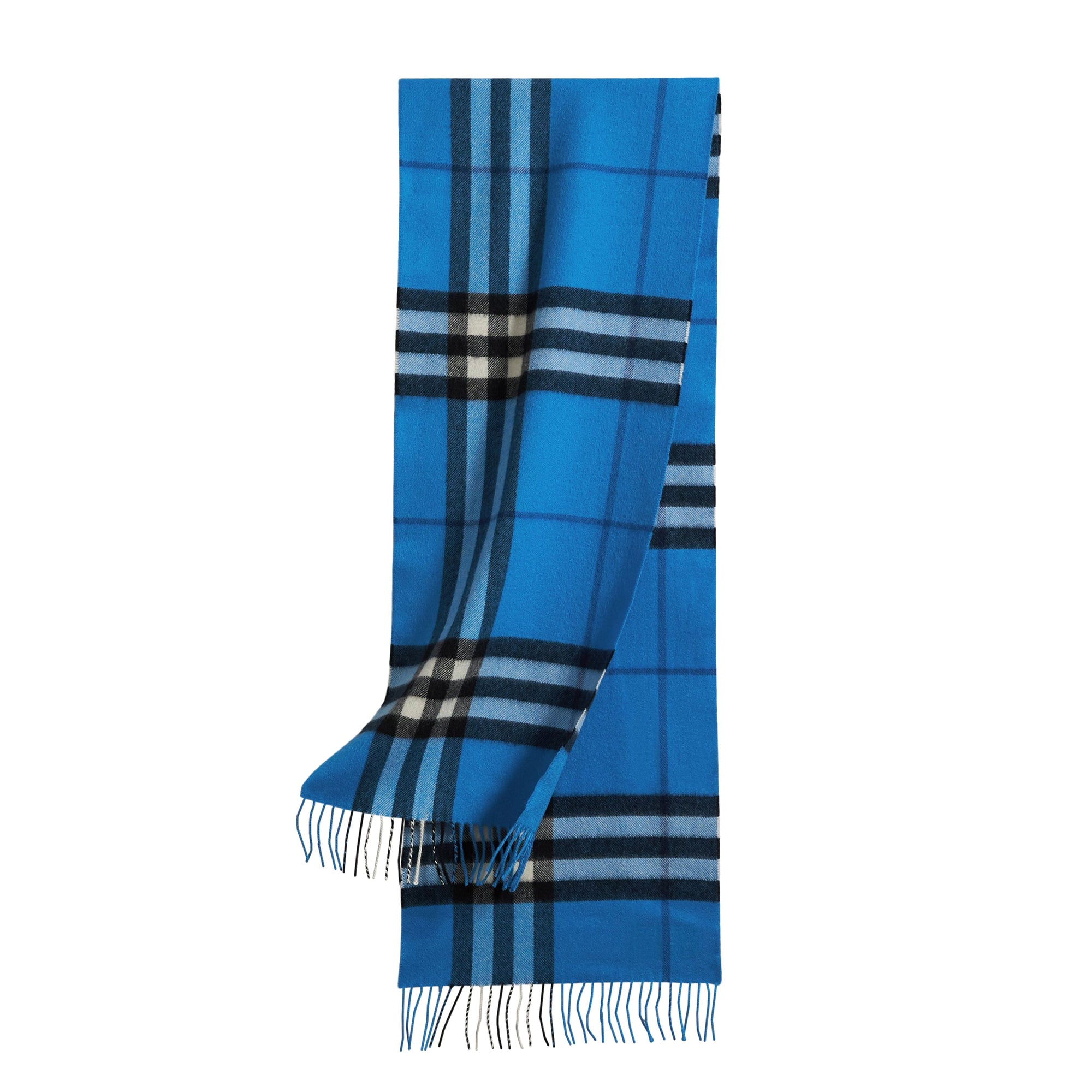 Écharpe classique en cachemire à motif check  - Bright Cornflower