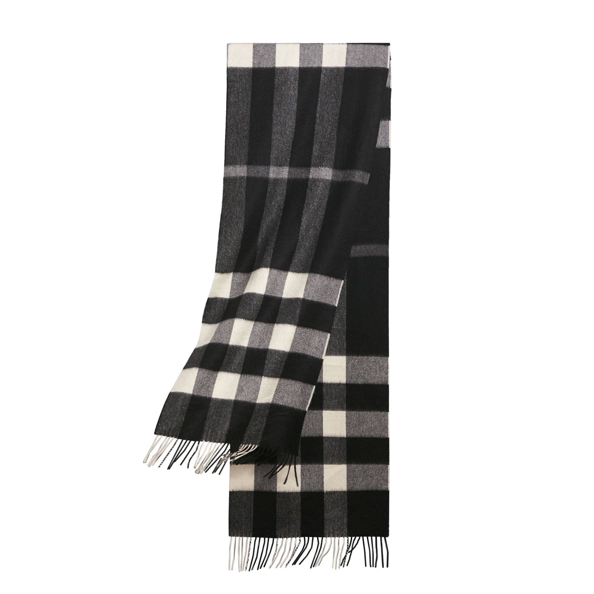 Grande écharpe classique en cachemire à motif check - Black Check
