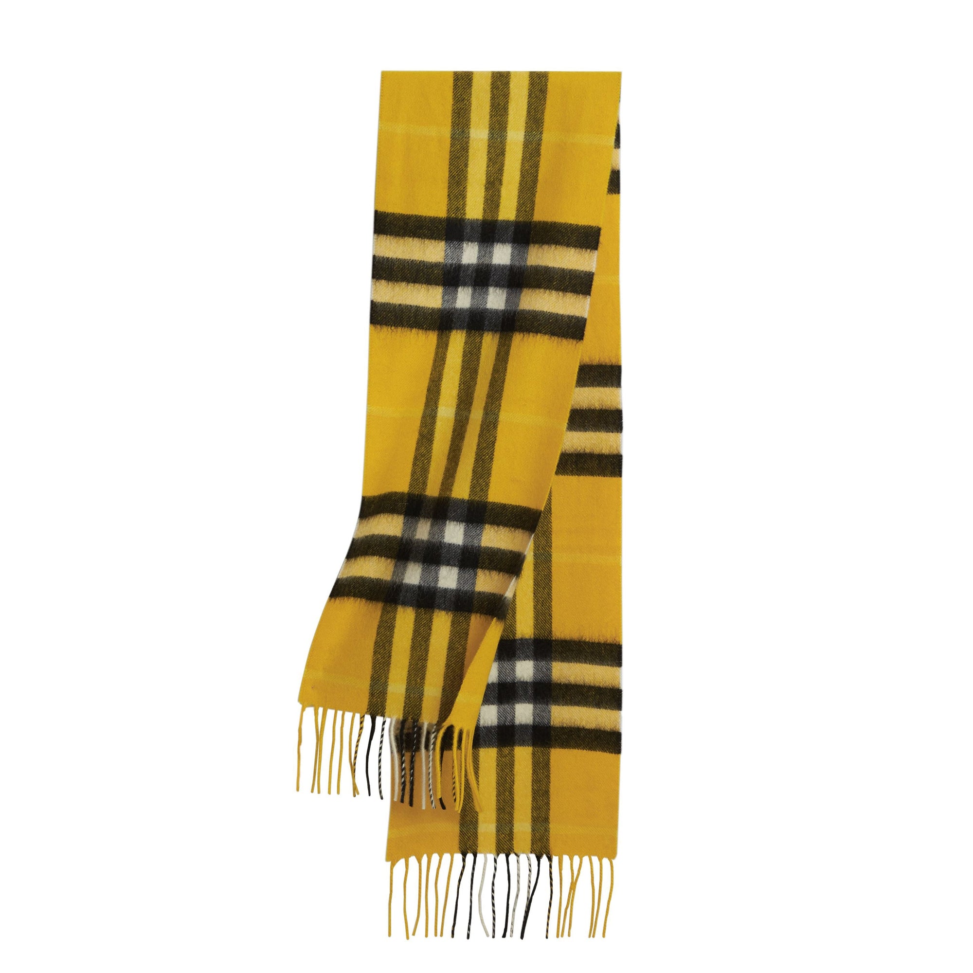 Mini écharpe classique en cachemire à motif check - Gorse Yellow