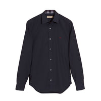 Chemise en coton extensible avec éléments check - Navy