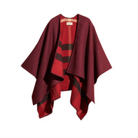 Poncho réversible en laine mérinos à motif check - Parade Red
