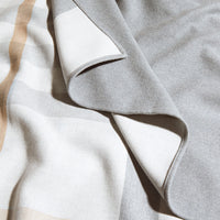 Poncho réversible en laine mérinos à motif check - Light Grey