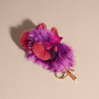 Bijou porte-clés Thomas Bear à pompon en cachemire à motif check - Fuchsia Pink
