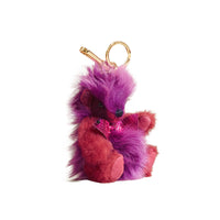Bijou porte-clés Thomas Bear à pompon en cachemire à motif check - Fuchsia Pink
