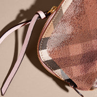 Pochette moyenne zippée à motif House check et sequins - Pink