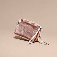 Pochette moyenne zippée à motif House check et sequins - Pink