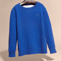 Pull en cachemire avec coudières à motif check - Brilliant Blue