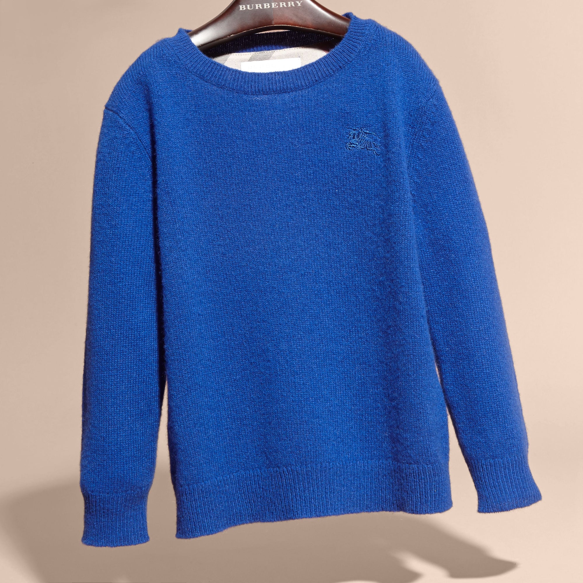 Pull en cachemire avec coudières à motif check - Brilliant Blue