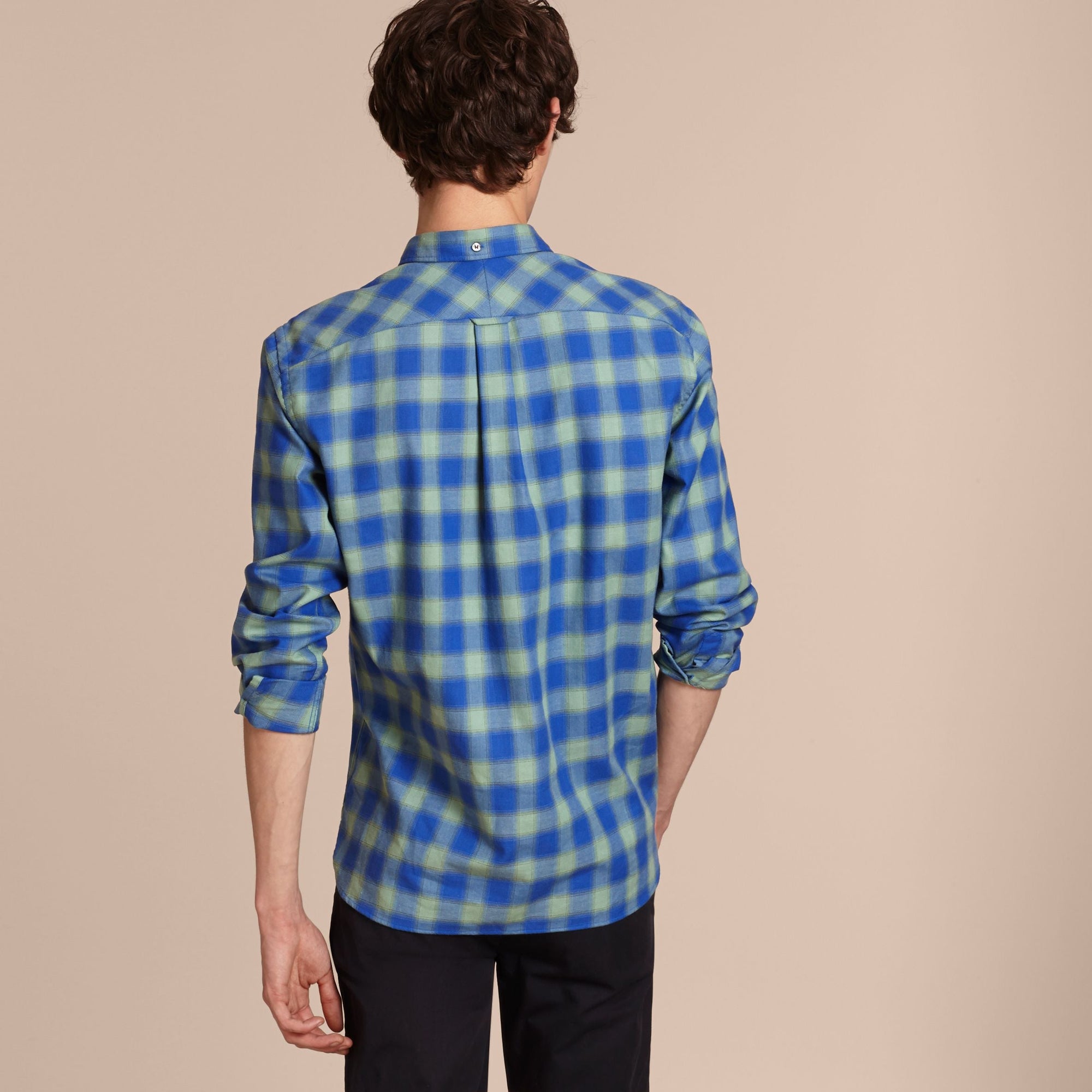 Chemise en coton à motif vichy - Eucalyptus Green