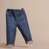 Jean stretch avec détails à motif check - Blue
