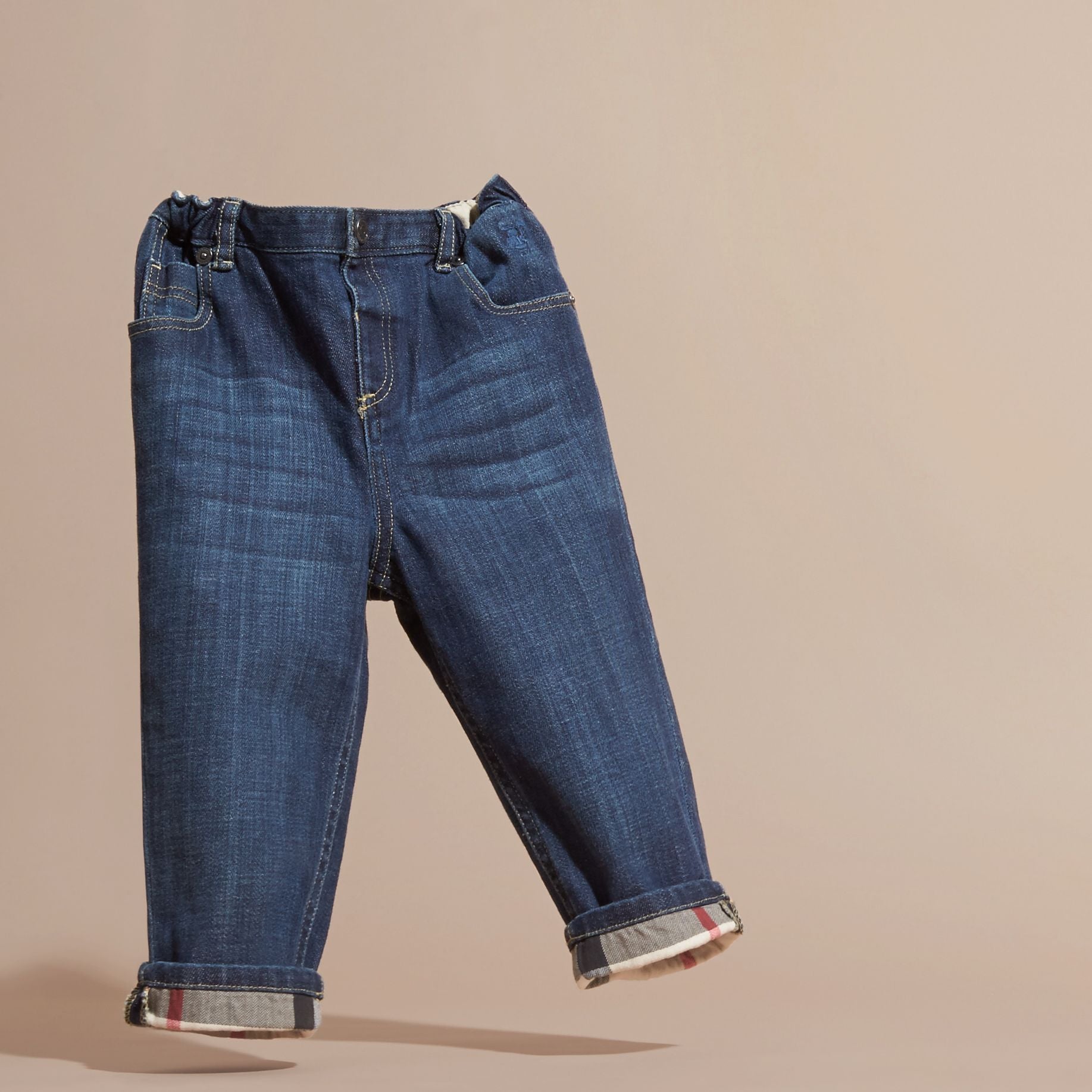 Jean stretch avec détails à motif check - Blue