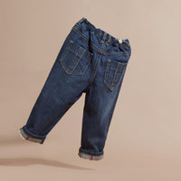 Jean stretch avec détails à motif check - Blue
