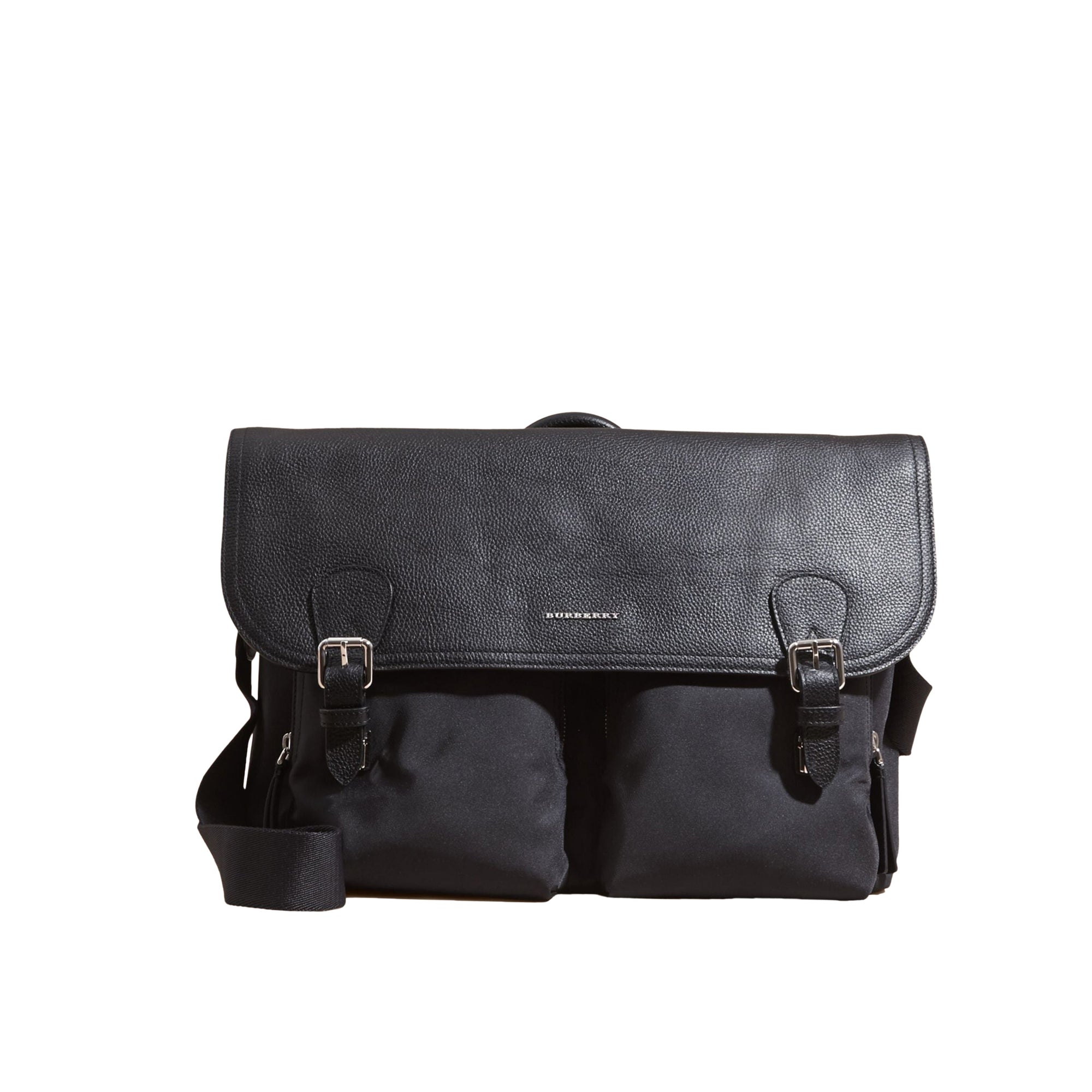 Sac Messenger avec détails en cuir - Black