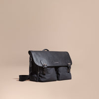 Sac Messenger avec détails en cuir - Black