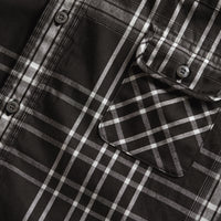 Chemise en coton lin et soie à motif check - Black