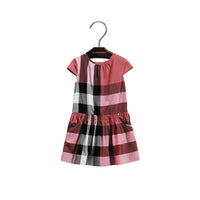 Robe en voile de coton à motif check avec mancherons - Pink Azalea