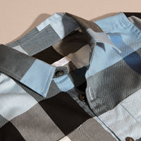 Chemise en coton à manches courtes avec motif check - Pale Blue