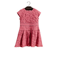 Robe en macramé de dentelle à mancherons - Pink Azalea