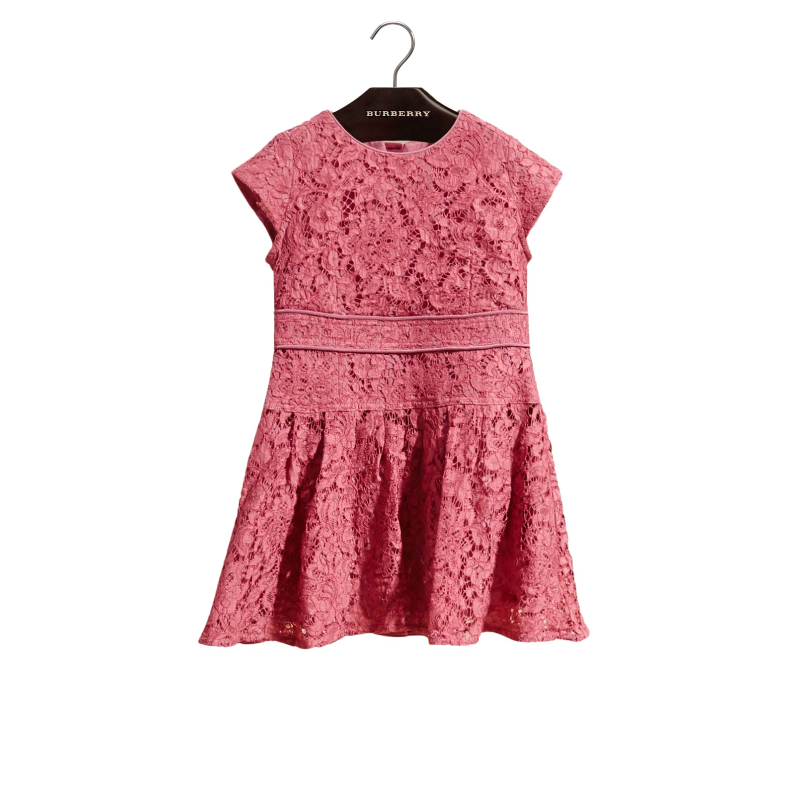Robe en macramé de dentelle à mancherons - Pink Azalea