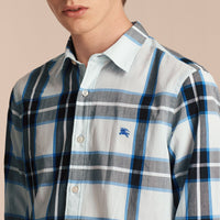 Chemise en coton à motif check - Light Blue