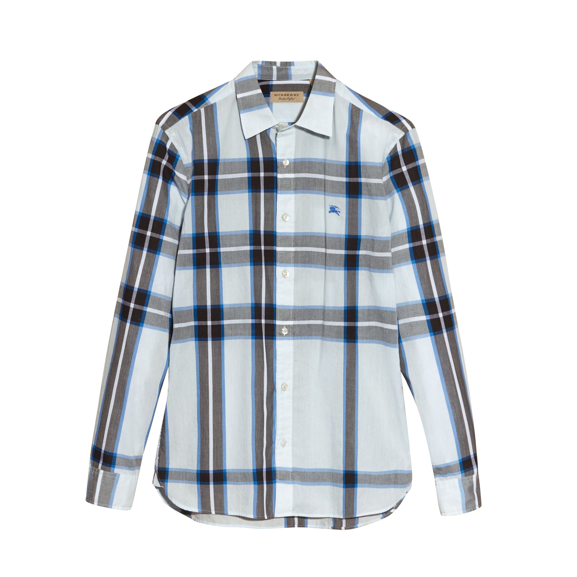 Chemise en coton à motif check - Light Blue