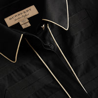 Chemise passepoilée en coton tissé en jacquard - Black