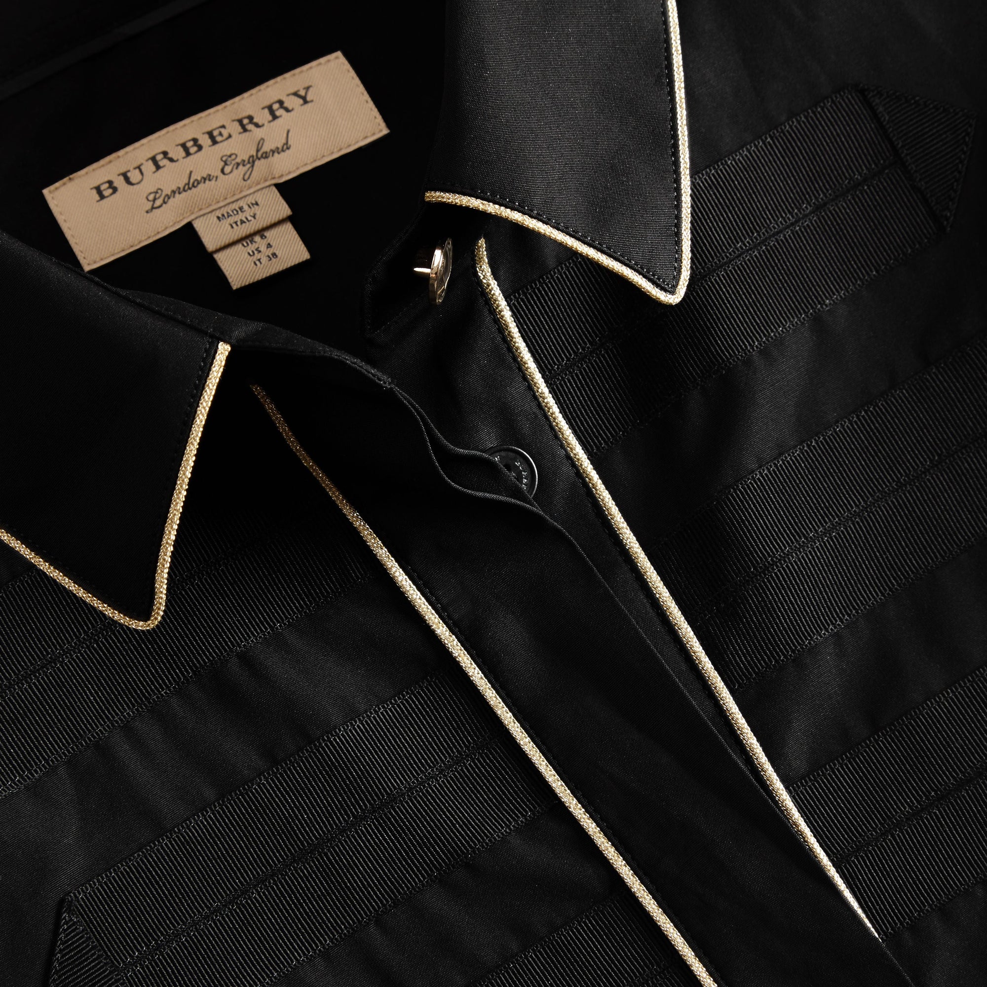 Chemise passepoilée en coton tissé en jacquard - Black