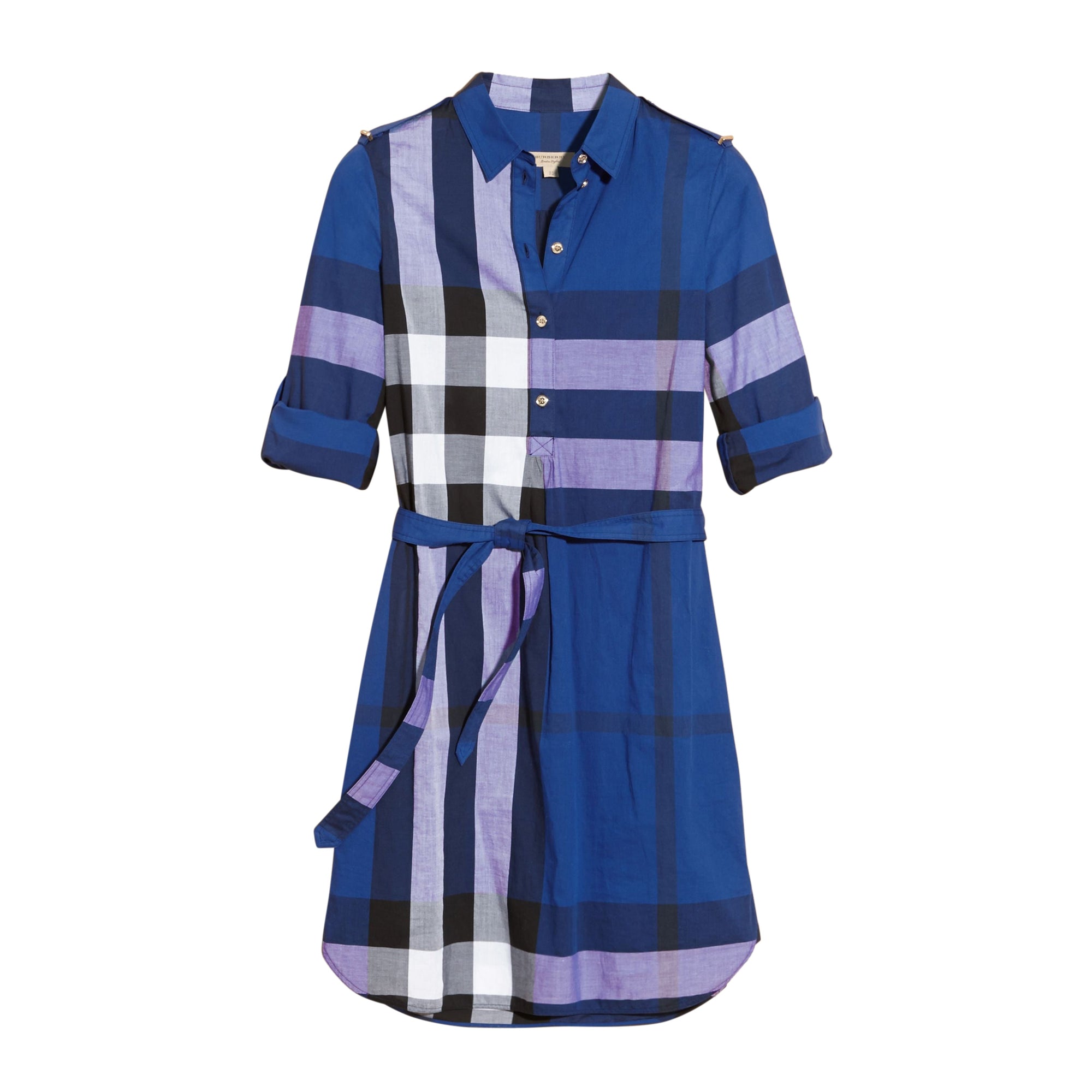 Robe chemise en coton à motif check - Brilliant Blue