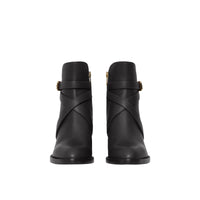 Bottines en cuir et coton House check - Black