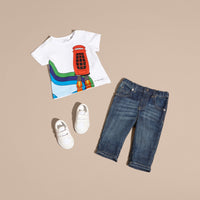 T-shirt en coton à imprimé fusée cabine téléphonique - White