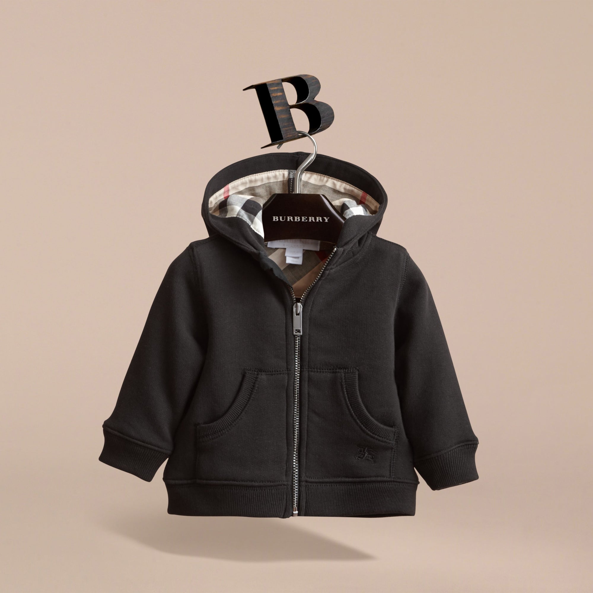 Haut en coton avec capuche à motif check - Black