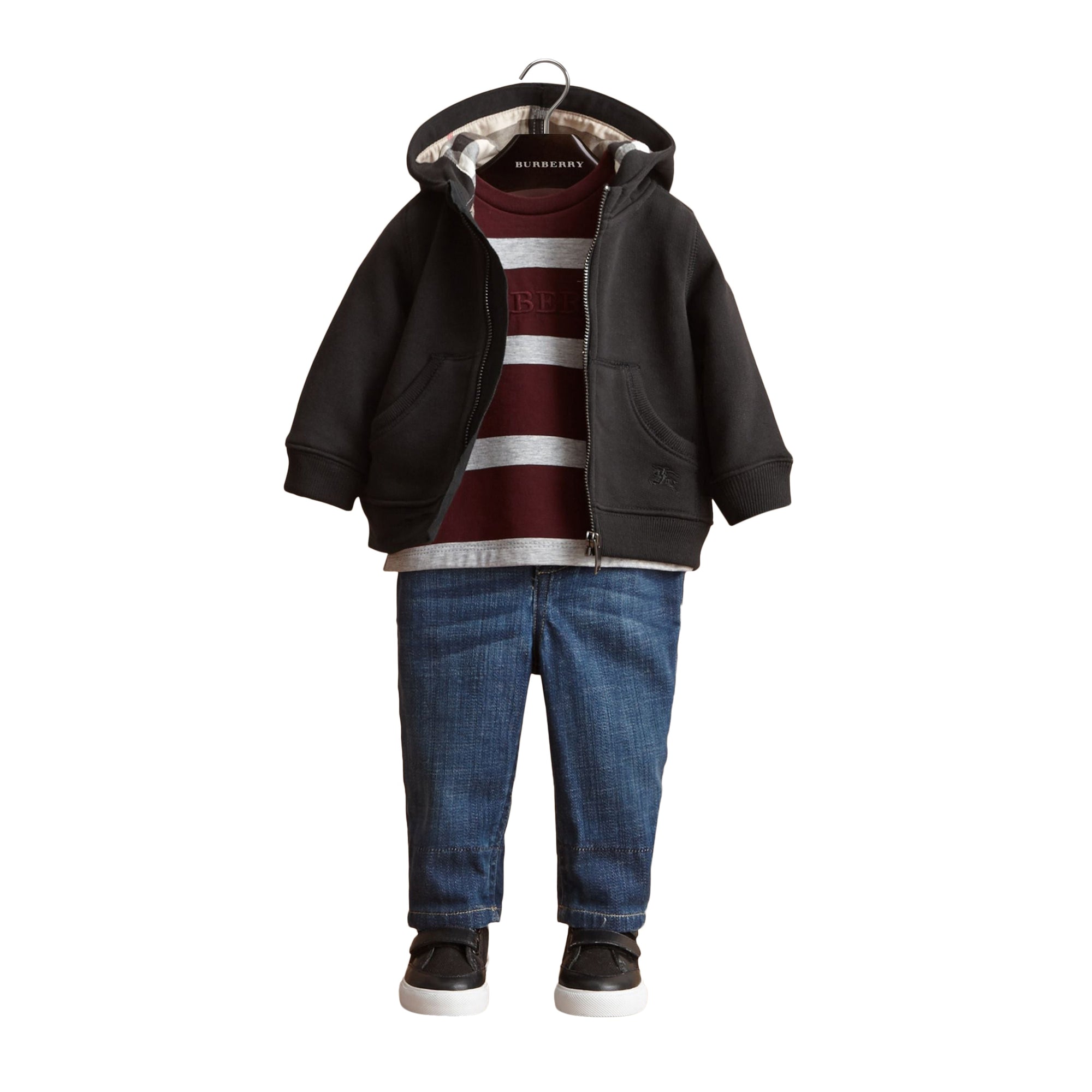 Haut en coton avec capuche à motif check - Black