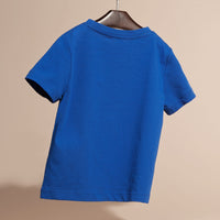 T-shirt en coton avec poche à motif check - Brilliant Blue