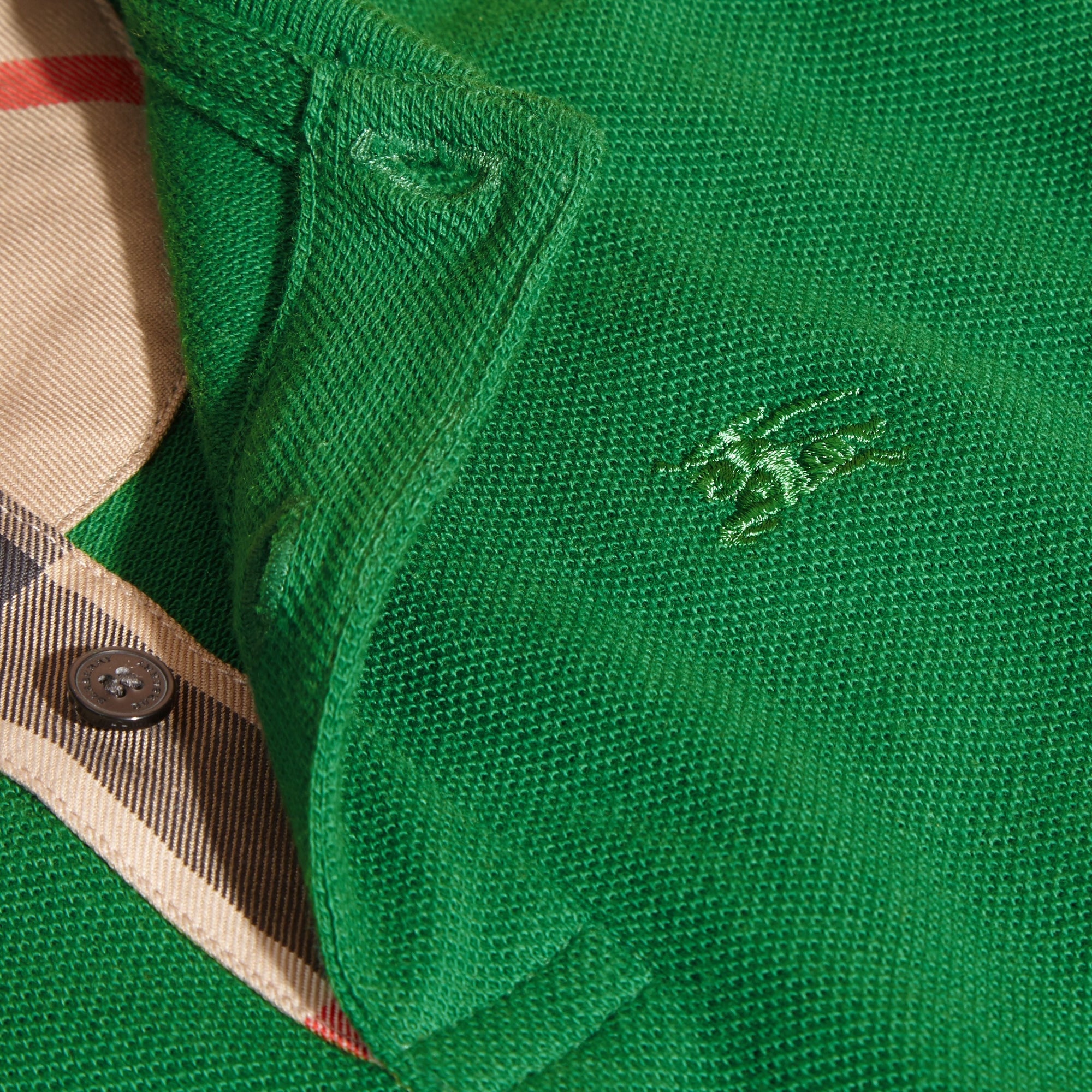 Polo avec patte à motif check - Bright Pigment Green
