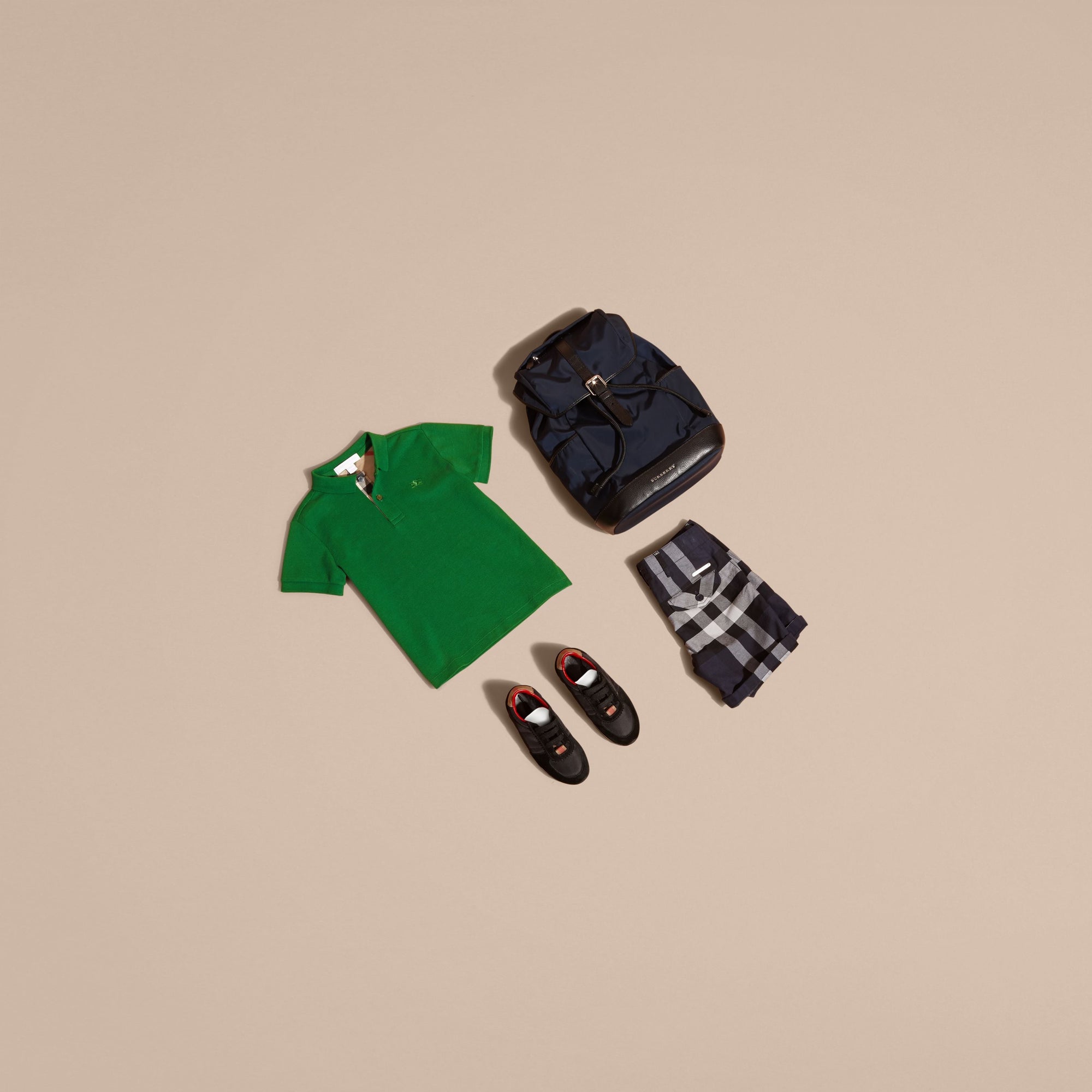 Polo avec patte à motif check - Bright Pigment Green