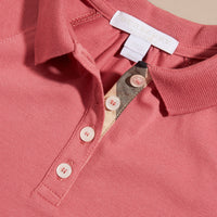 Robe polo en coton mélangé avec patte à motif check - Pink Azalea