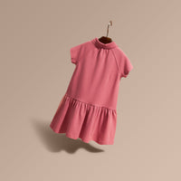 Robe polo en coton mélangé avec patte à motif check - Pink Azalea