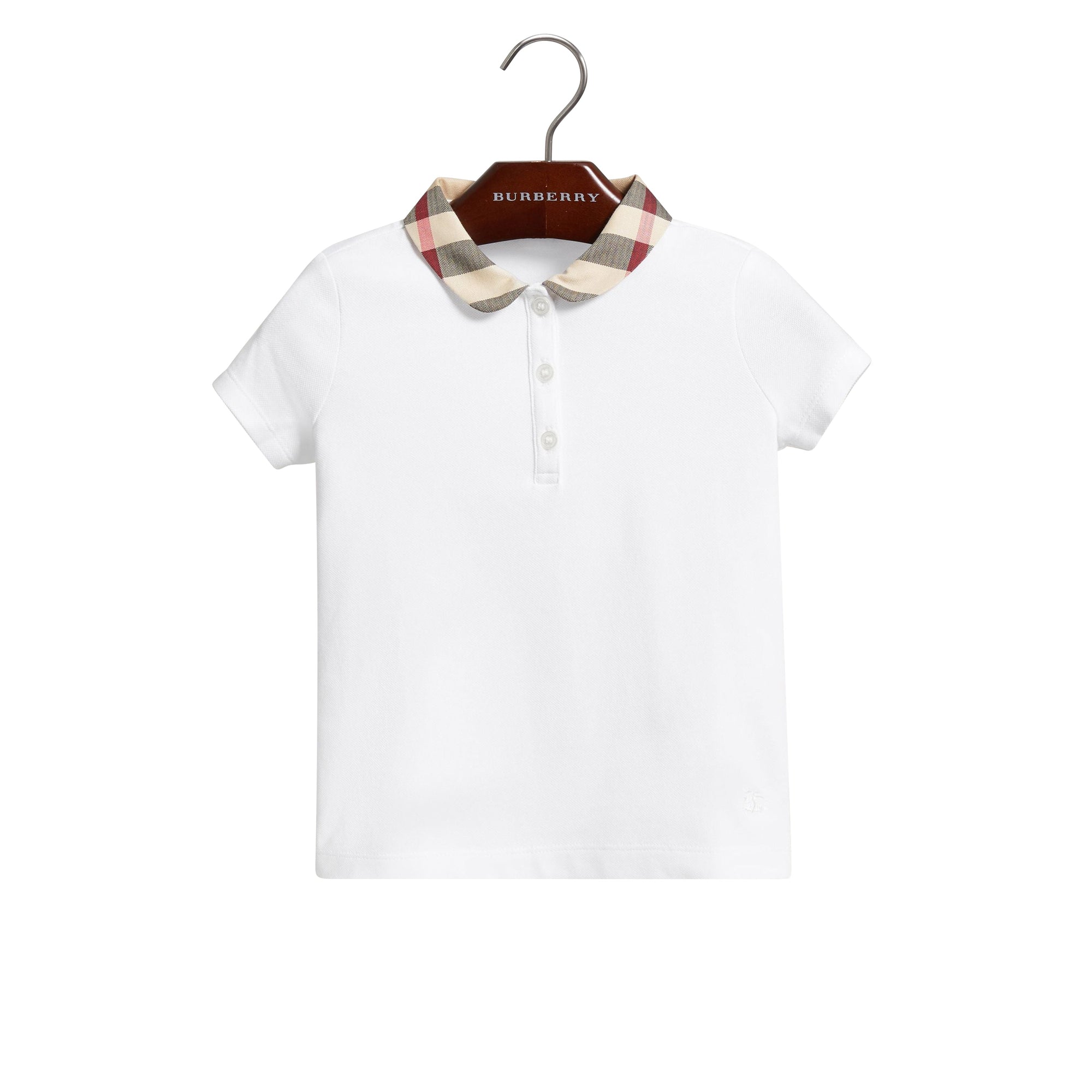Polo avec col à motif check - White