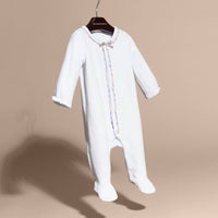 Combinaison en coton avec détails check - White