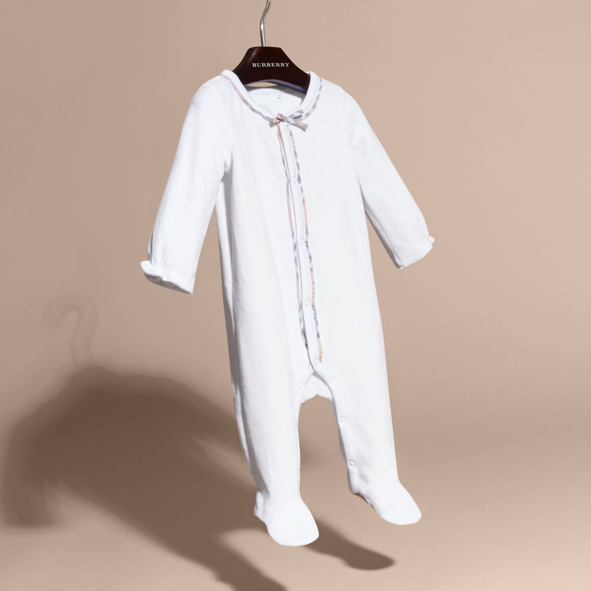 Combinaison en coton avec détails check - White