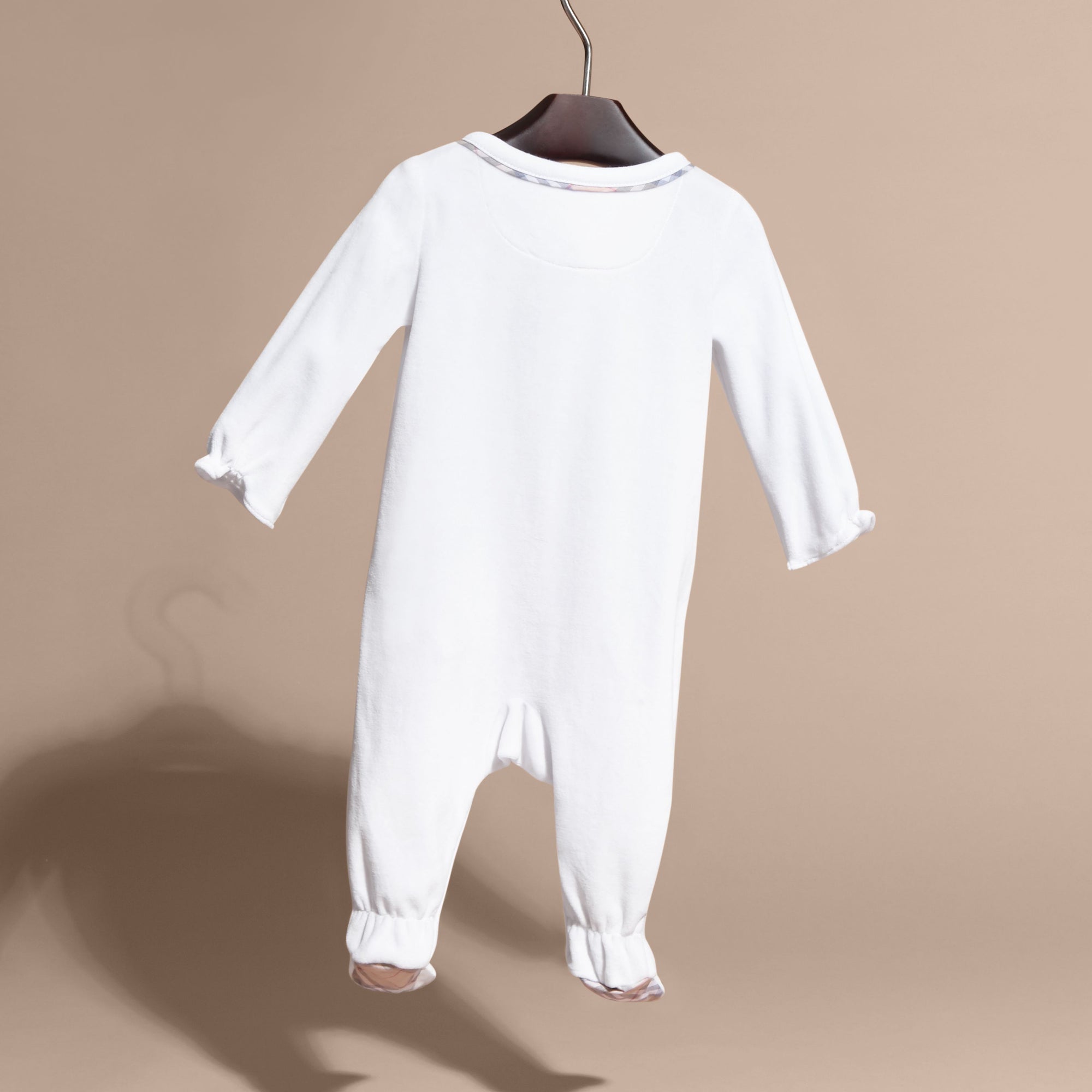 Combinaison en coton avec détails check - White