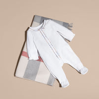 Combinaison en coton avec détails check - White