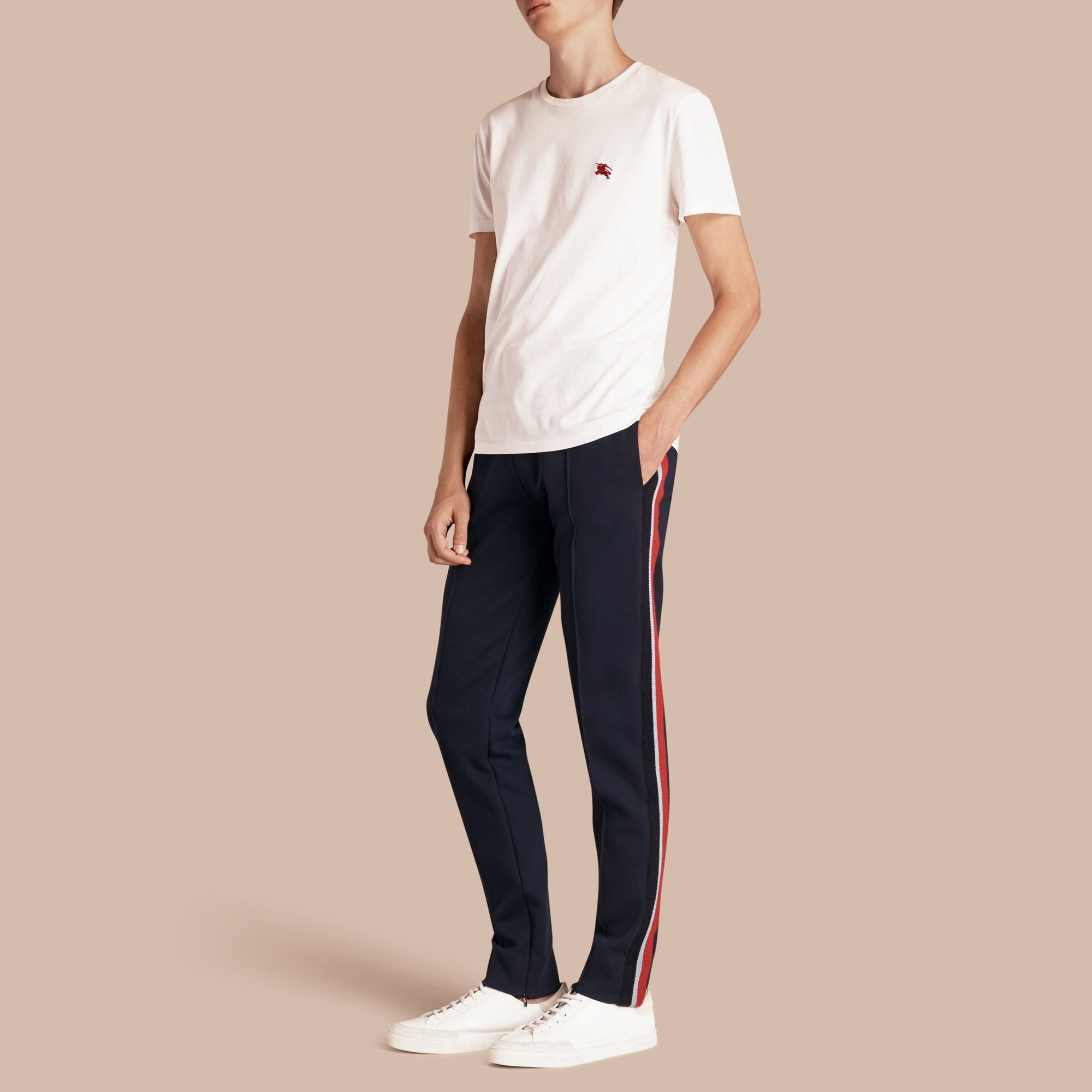 Pantalon de survêtement à rayures sportswear en coton mélangé - Navy