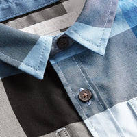 Chemise en coton à manches courtes avec motif check - Pale Blue